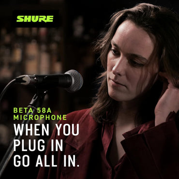 Shure BETA 58A Vocal Microphone - Single Element Supercardioid Dynamic Mic for Stage and Studio with Stand Adapter, Thread Adapter & Storage Bag