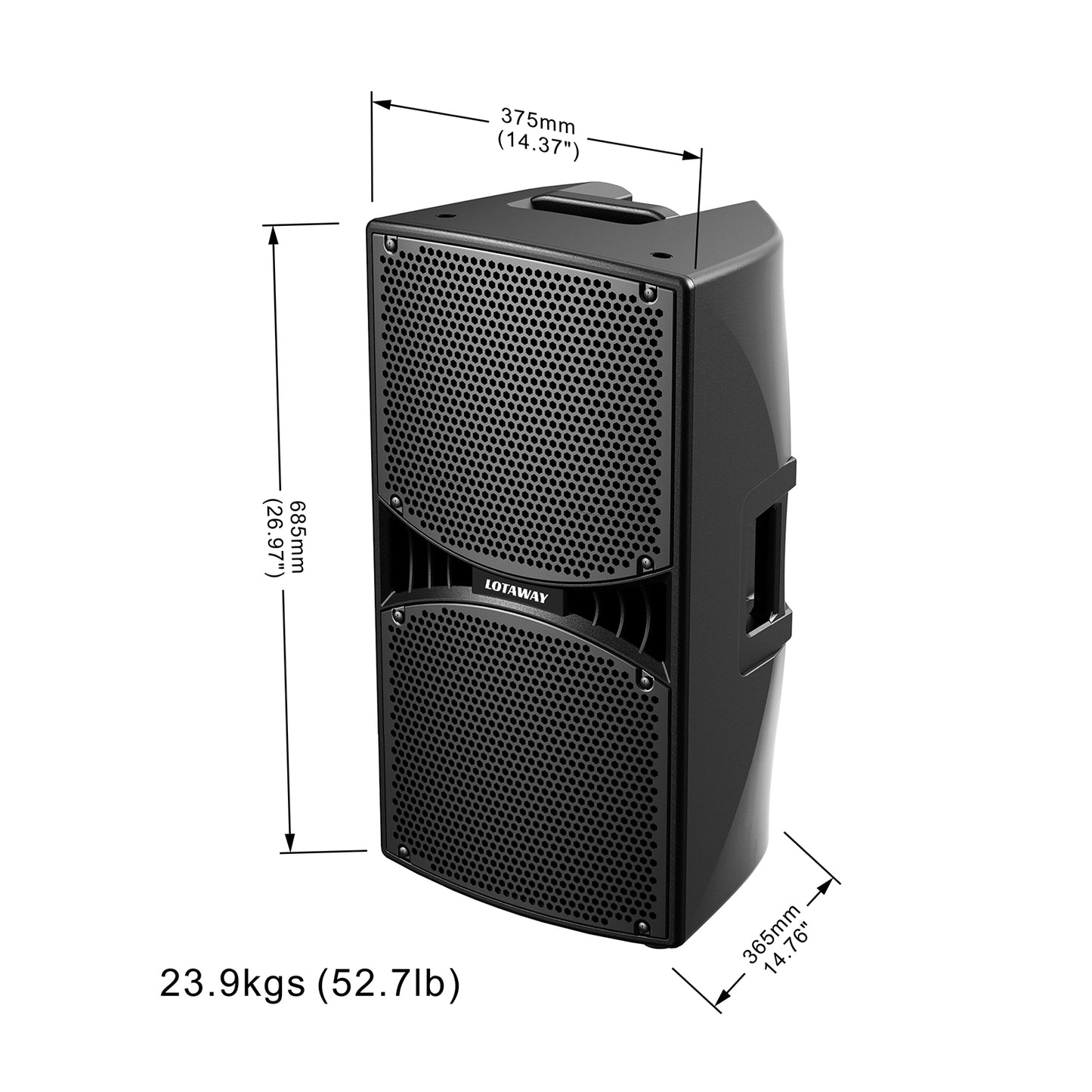 Professional PA System Libra-12 Dual 12" Quasi 3 ways Active Full Range Speaker with Bluetooth | LOTAWAY