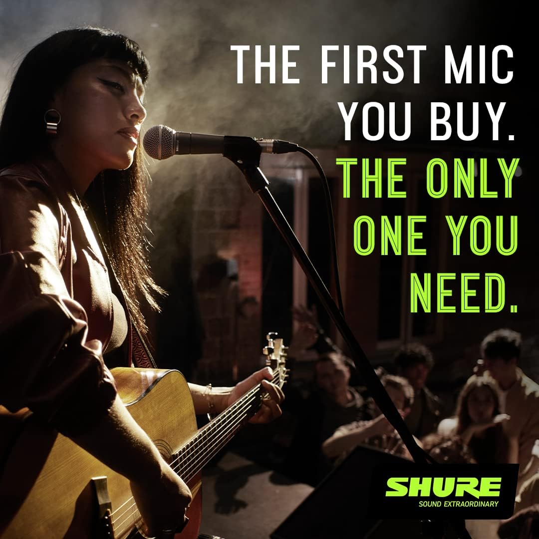 Shure SM58 Professional XLR Dynamic Vocal Microphone – Cardioid Mic for Live Performance, Studio Recording, Podcasting & Broadcasting, Black & Silver
