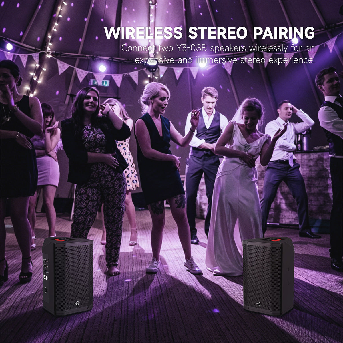 Y3-08B 8" 3-Way Battery Powered PA Speaker with 3-Channel Mixer