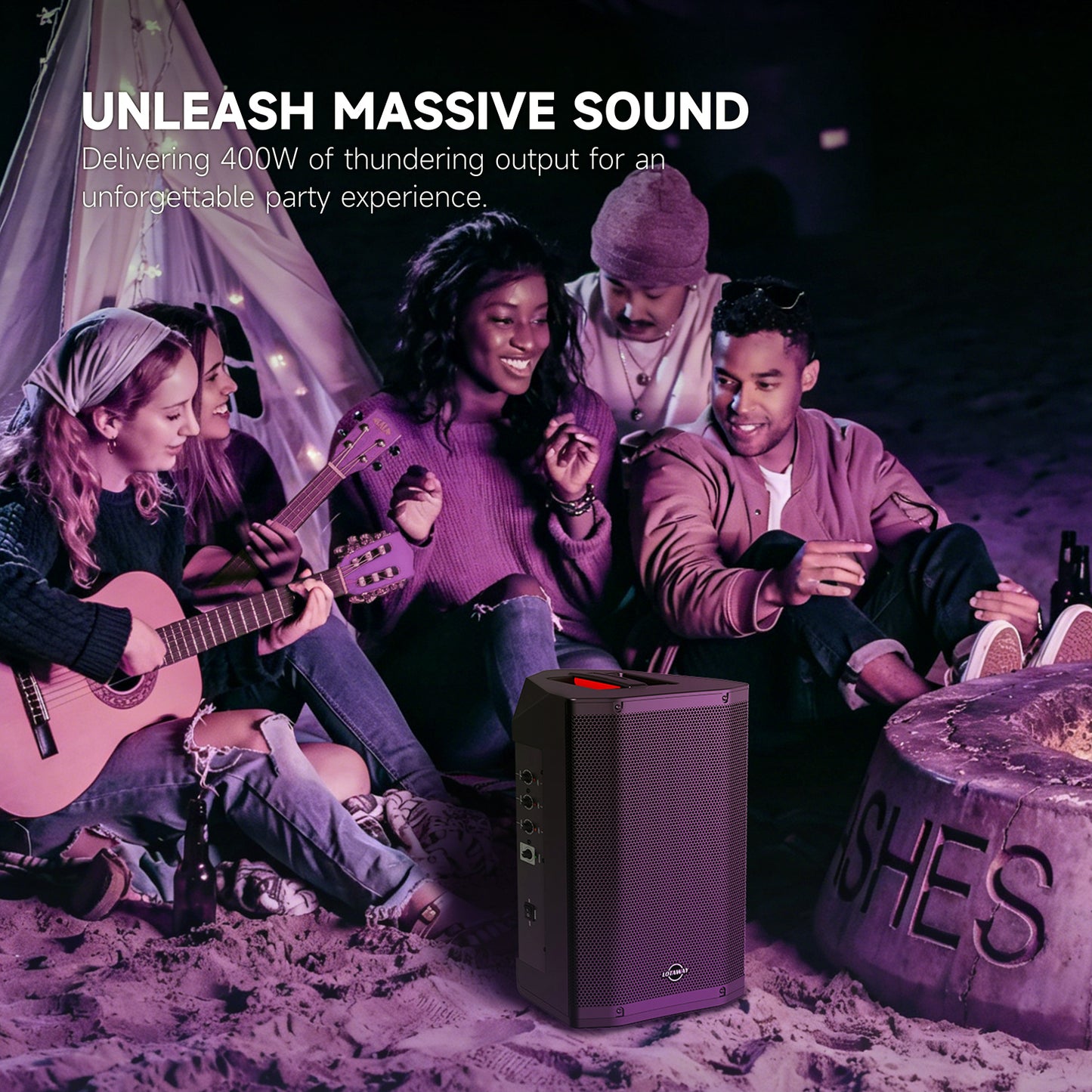 LOTAWAY YATA-08 400W 3-Ways Battery Powered Portable PA System - 8" Bluetooth Active Speaker with Professional-Grade Mixer