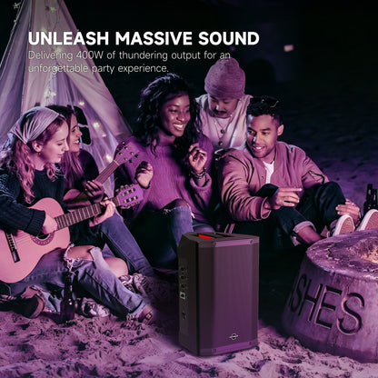 LOTAWAY YATA-08 400W 3-Ways Battery Powered Portable PA System - 8" Bluetooth Active Speaker with Professional-Grade Mixer