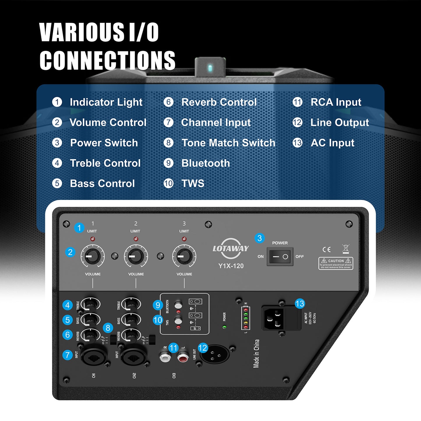 Y1X-120 | 240W Portable Bluetooth Speaker System