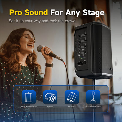 LOTAWAY Y1X-120 MAX 380W Battery Powered Portable PA System - 8" Bluetooth Active Speaker for Outdoor Events, Parties, Gigs with Shoulder Strap Bag