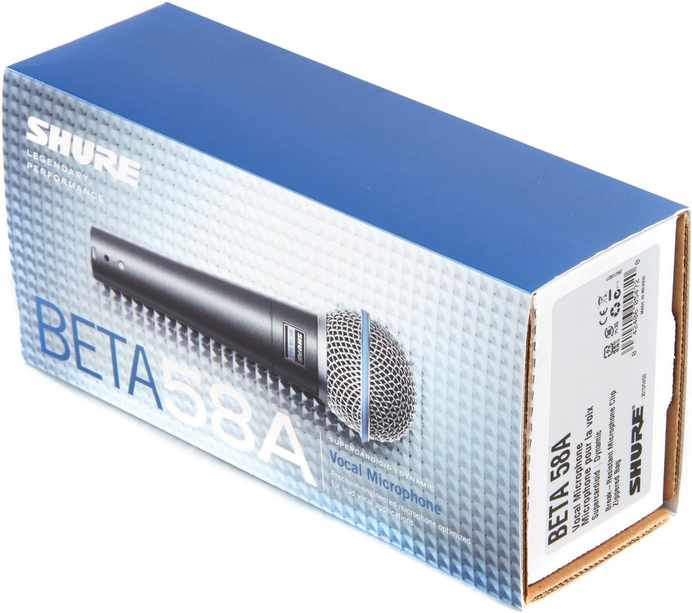 Shure BETA 58A Vocal Microphone - Single Element Supercardioid Dynamic Mic for Stage and Studio with Stand Adapter, Thread Adapter & Storage Bag