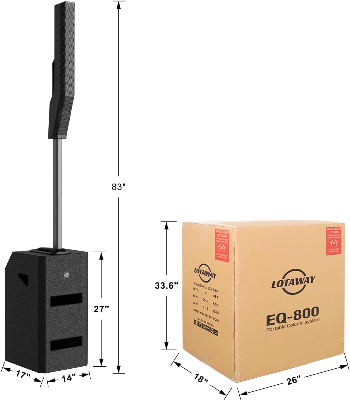 3300W Column Systems with 12inch Active Wooden Subwoofer EQ-800 Professional's High-performance Sound Equipment  | LOTAWAY