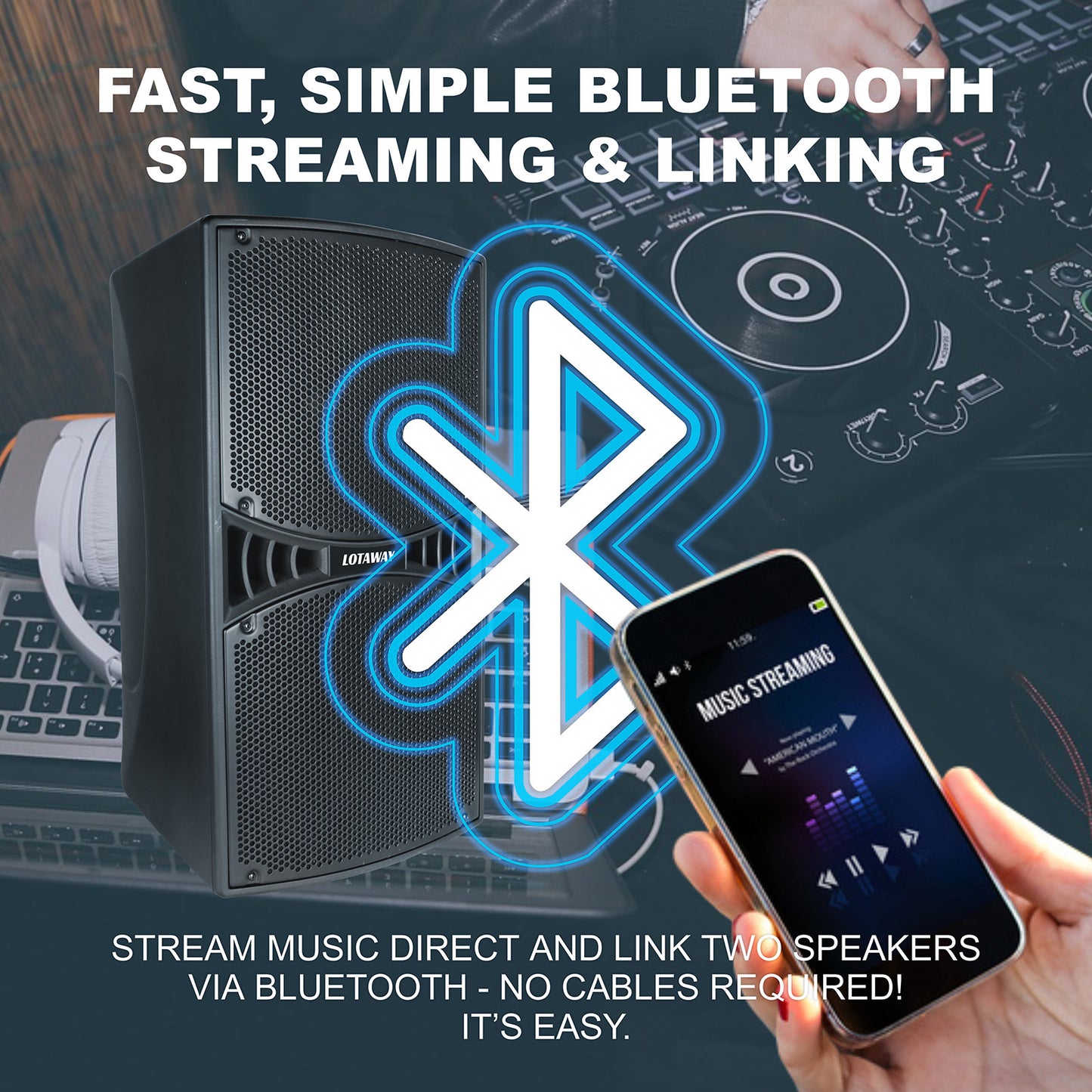 Professional PA System Libra-12 Dual 12" Quasi 3 ways Active Full Range Speaker with Bluetooth | LOTAWAY