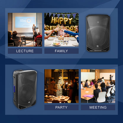 15inch Powered PA Speaker System Combo Party Set 1200W PM-15 Bluetooth Speakers | LOTAWAY