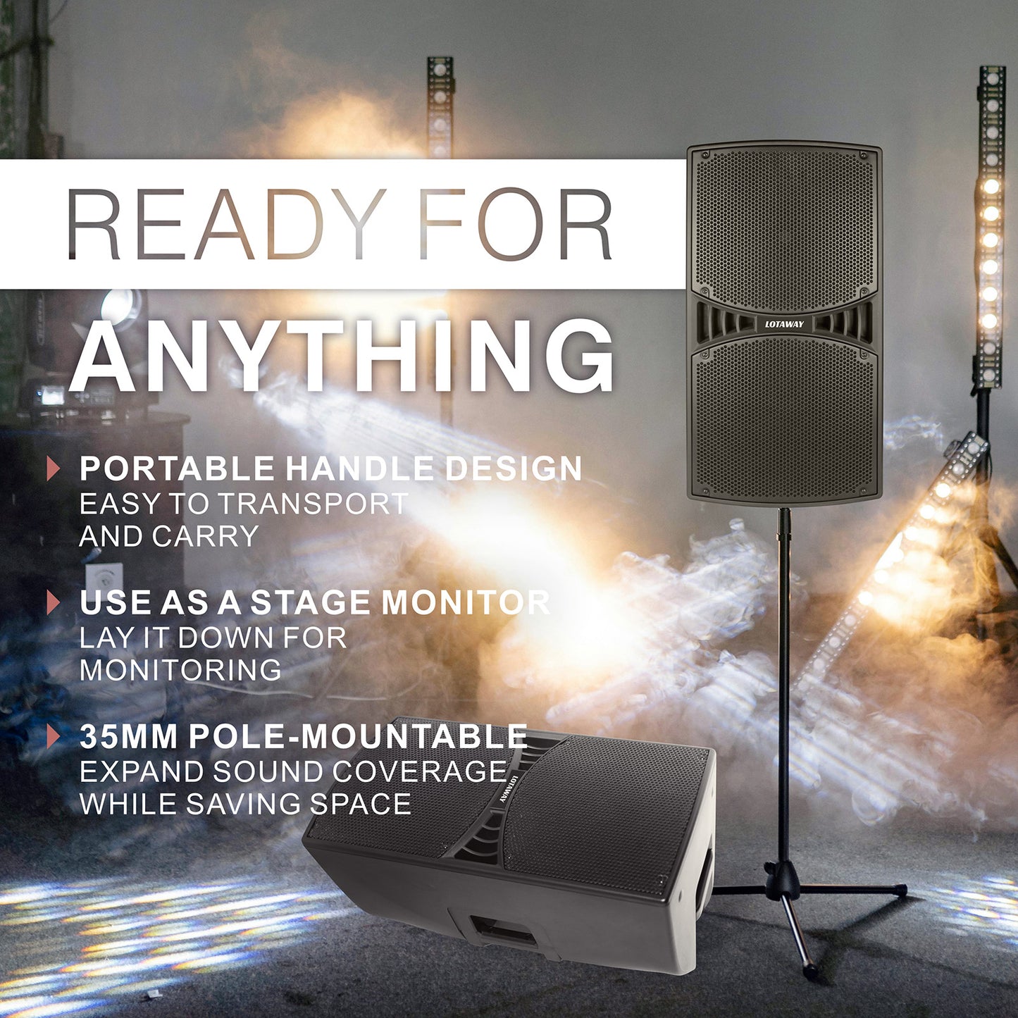 Professional PA System Libra-12 Dual 12" Quasi 3 ways Active Full Range Speaker with Bluetooth | LOTAWAY