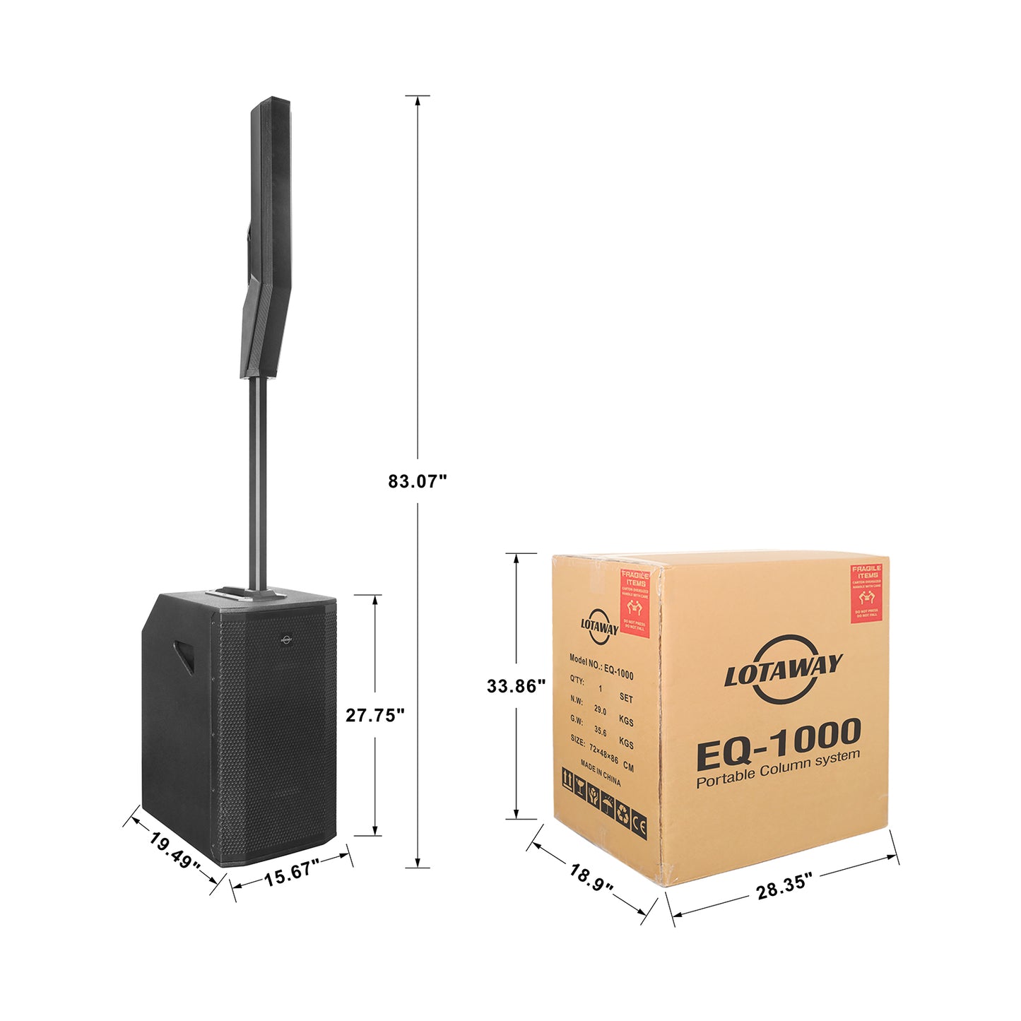 3600w Big Power Column Array Speakers with 15inch Subwoofer and Bluetoth | LOTAWAY