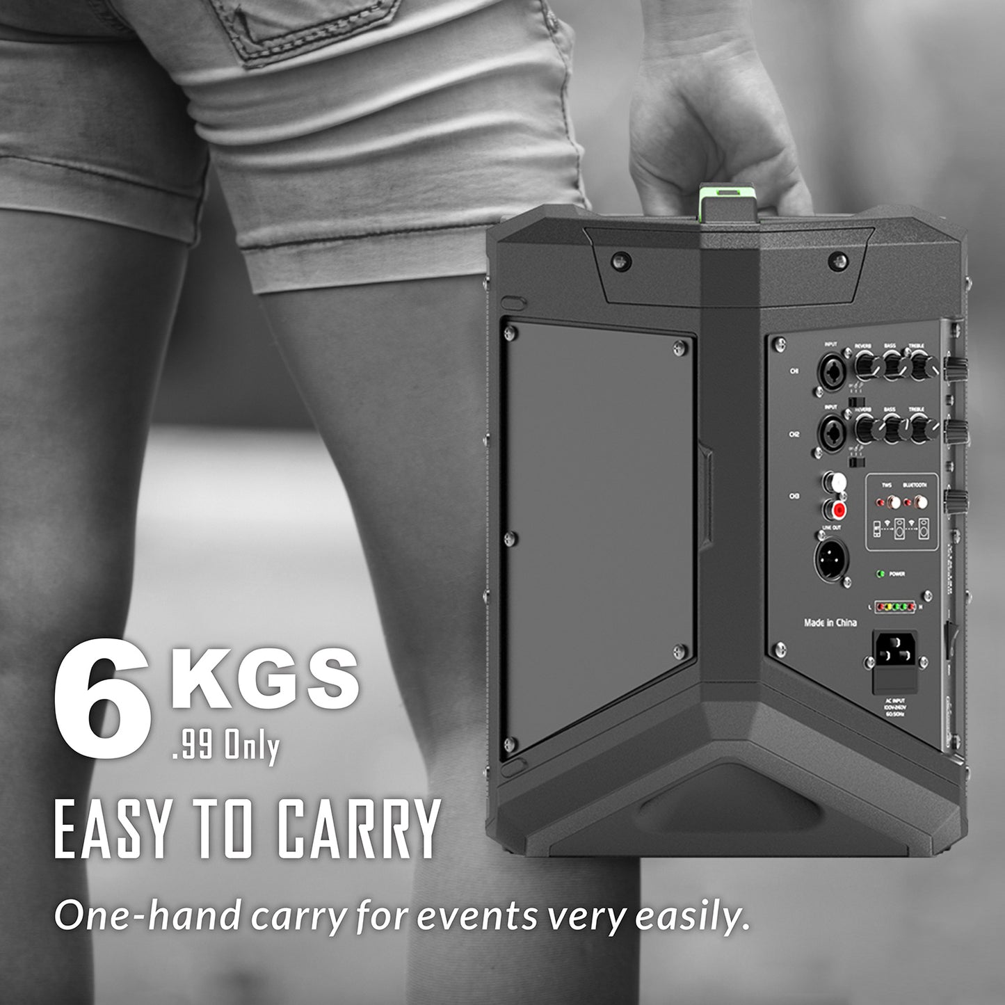 LOTAWAY Y1X-120 240W Battery Powered Portable PA System - 6.5" Bluetooth Active Speaker for Outdoor Events, Parties, Gigs with Shoulder Strap Bag