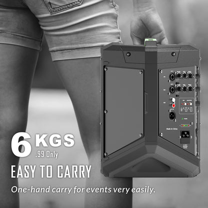 LOTAWAY Y1X-120 240W Battery Powered Portable PA System - 6.5" Bluetooth Active Speaker for Outdoor Events, Parties, Gigs with Shoulder Strap Bag