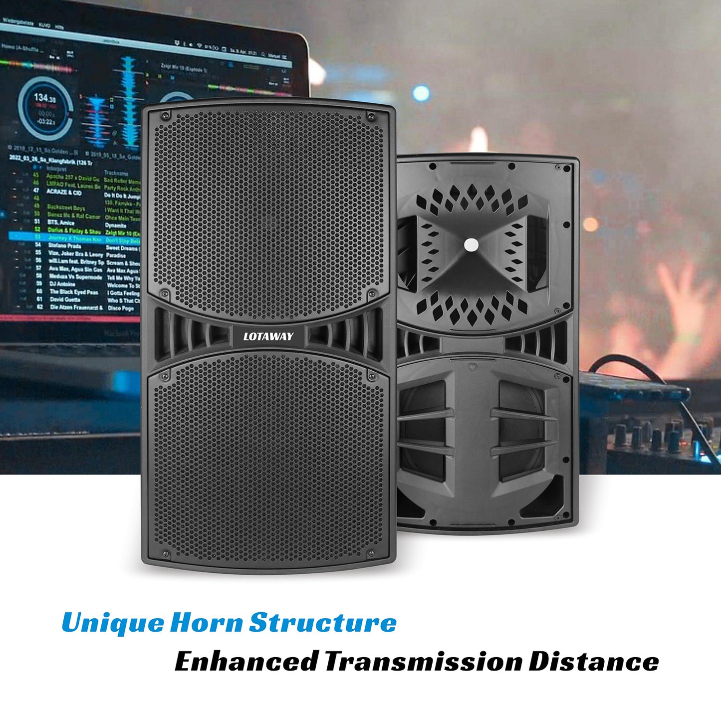 Professional PA System Libra-12 Dual 12" Quasi 3 ways Active Full Range Speaker with Bluetooth | LOTAWAY