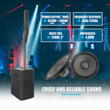 3600w Big Power Column Array Speakers with 15inch Subwoofer and Bluetoth | LOTAWAY
