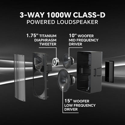 15inch 3-Ways Professional Powered Speaker PCH-15 2000W Sound System with Bluetooth | LOTAWAY