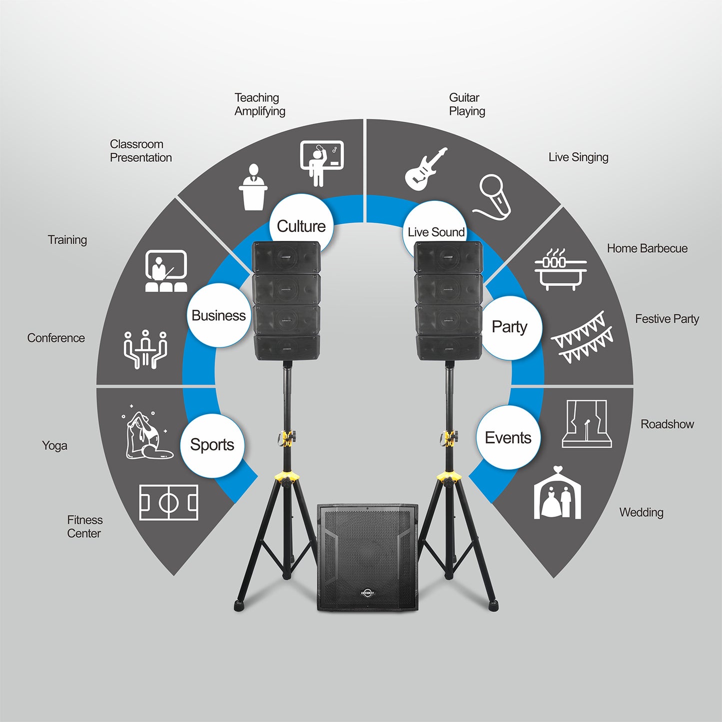 GWS-042 | 2200W Line Array Speaker System